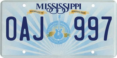 MS license plate OAJ997