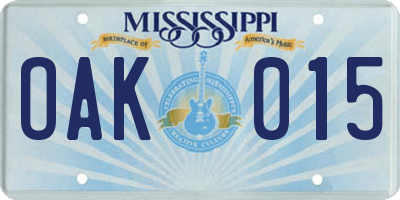 MS license plate OAK015