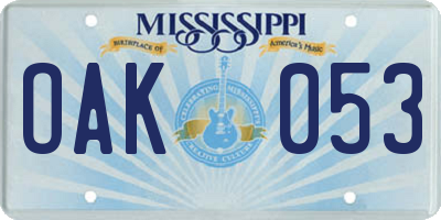 MS license plate OAK053