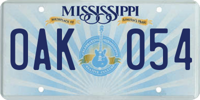 MS license plate OAK054