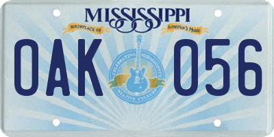 MS license plate OAK056