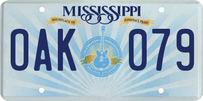 MS license plate OAK079
