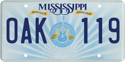 MS license plate OAK119