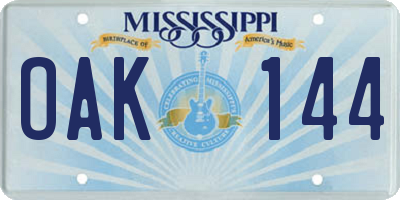 MS license plate OAK144