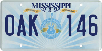 MS license plate OAK146