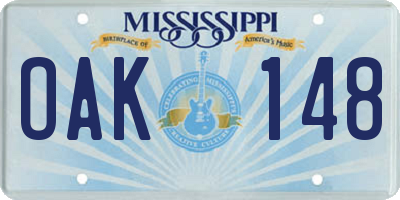 MS license plate OAK148