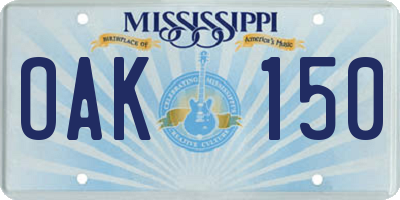 MS license plate OAK150
