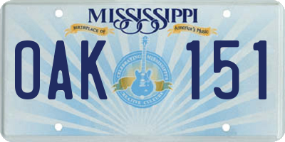 MS license plate OAK151
