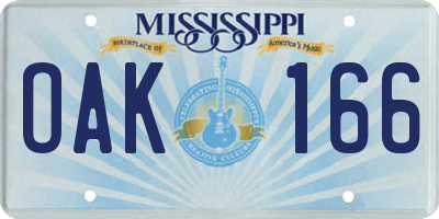 MS license plate OAK166