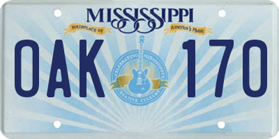 MS license plate OAK170