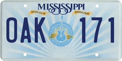 MS license plate OAK171