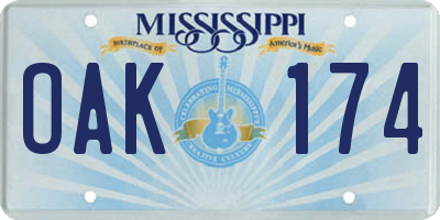 MS license plate OAK174