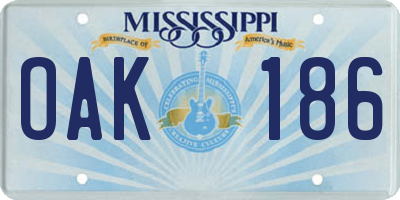 MS license plate OAK186
