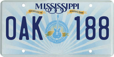 MS license plate OAK188