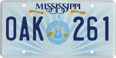 MS license plate OAK261