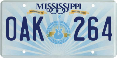 MS license plate OAK264