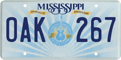MS license plate OAK267