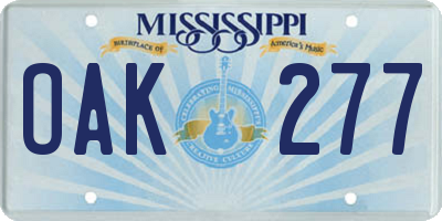 MS license plate OAK277