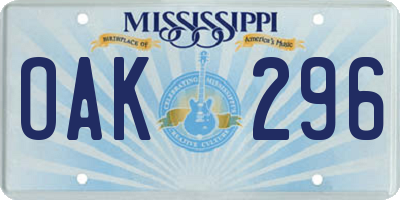 MS license plate OAK296