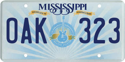 MS license plate OAK323
