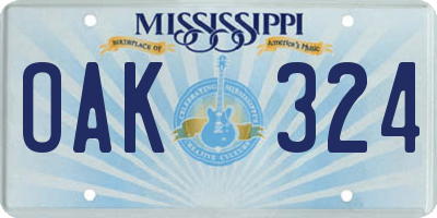 MS license plate OAK324