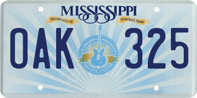 MS license plate OAK325