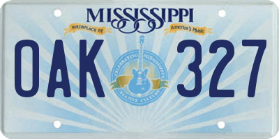 MS license plate OAK327