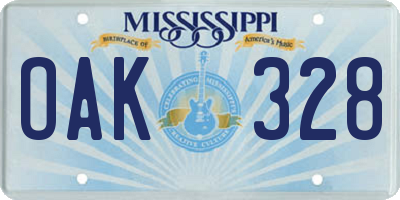 MS license plate OAK328