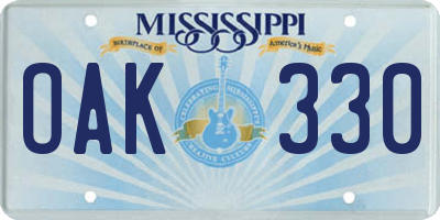 MS license plate OAK330