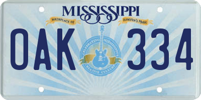 MS license plate OAK334