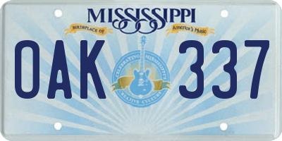 MS license plate OAK337