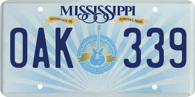 MS license plate OAK339