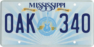 MS license plate OAK340