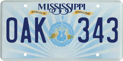 MS license plate OAK343