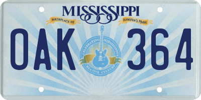 MS license plate OAK364