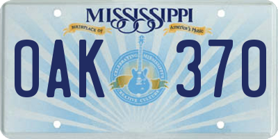 MS license plate OAK370