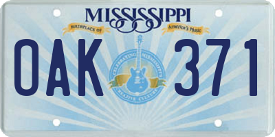 MS license plate OAK371