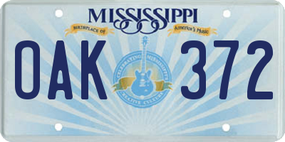 MS license plate OAK372