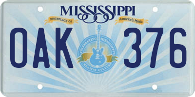 MS license plate OAK376