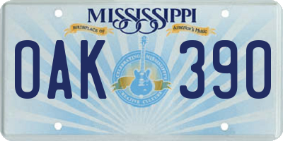 MS license plate OAK390