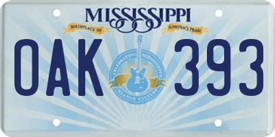 MS license plate OAK393