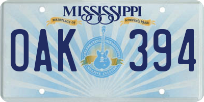 MS license plate OAK394