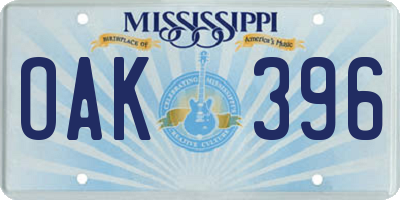 MS license plate OAK396