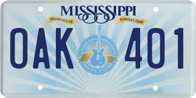 MS license plate OAK401