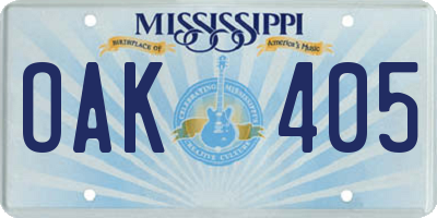MS license plate OAK405