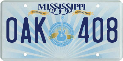 MS license plate OAK408