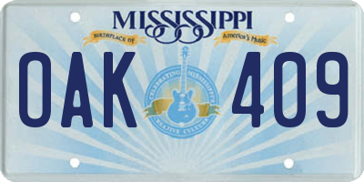 MS license plate OAK409