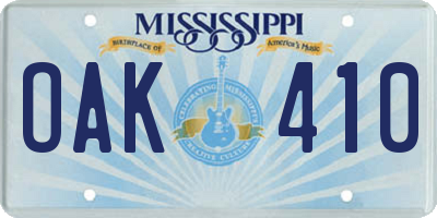 MS license plate OAK410
