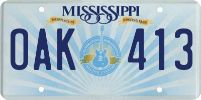 MS license plate OAK413