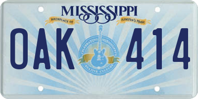 MS license plate OAK414